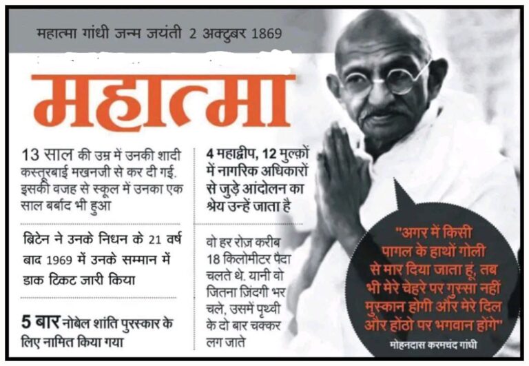 02 अक्टूबर राष्ट्रपिता महात्मा गांधी जयंती।