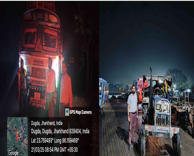 अवैध कोयले की तश्करी पर खनन विभाग की छापेमारी, एक 12 चका ट्रक और एक ट्रैक्टर समेत दो चालक गिरफ्तार
