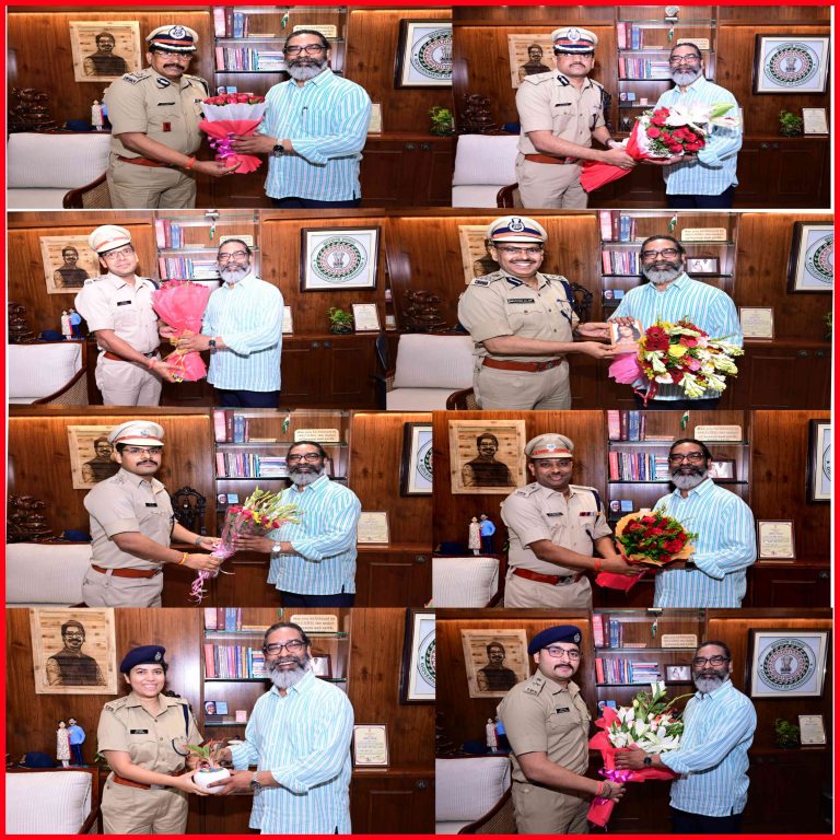 मुख्यमंत्री हेमन्त सोरेन से 2. IG , 1. DIG ,2. SSP, 3. SP ने शिष्टाचार मुलाकात