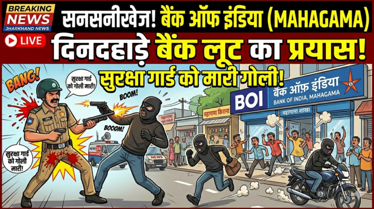 महागामा में दिनदहाड़े बैंक लूट का प्रयास, सुरक्षा गार्ड को लगी गोली