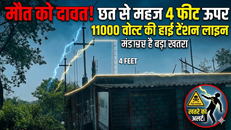 मौत को दावत: छत से महज 4 फीट ऊपर गुजरी 11000 वोल्ट की हाई टेंशन लाइन, मंडरा रहा है बड़ा खतरा