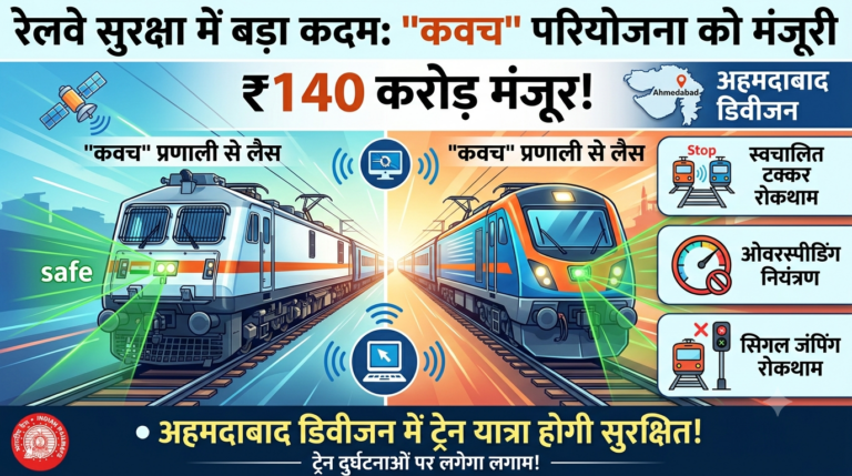 रेलवे सुरक्षा में बड़ा कदम: अहमदाबाद डिवीजन में 140 करोड़ की ‘कवच’ परियोजना को मंजूरी