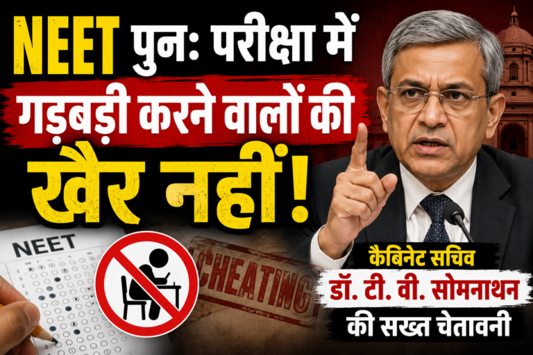 NEET पुन: परीक्षा में गड़बड़ी करने वालों की खैर नहीं: कैबिनेट सचिव डॉ. टी. वी. सोमनाथन की सख्त चेतावनी