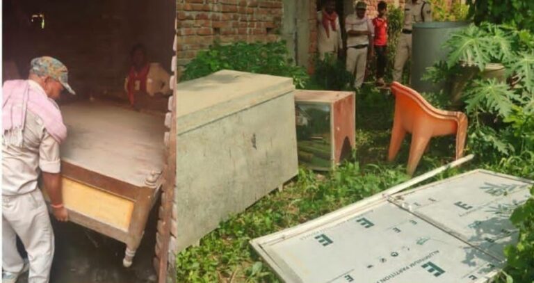 नवीनगर पुलिस की बड़ी कार्रवाई: फरार वारंटी के घर कुर्की, न्यायालय के आदेश पर संपत्ति जब्त
